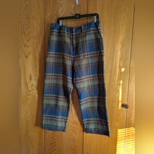 THE GREAT. Men's Corduroy Pants - Blue and Brown Plaid